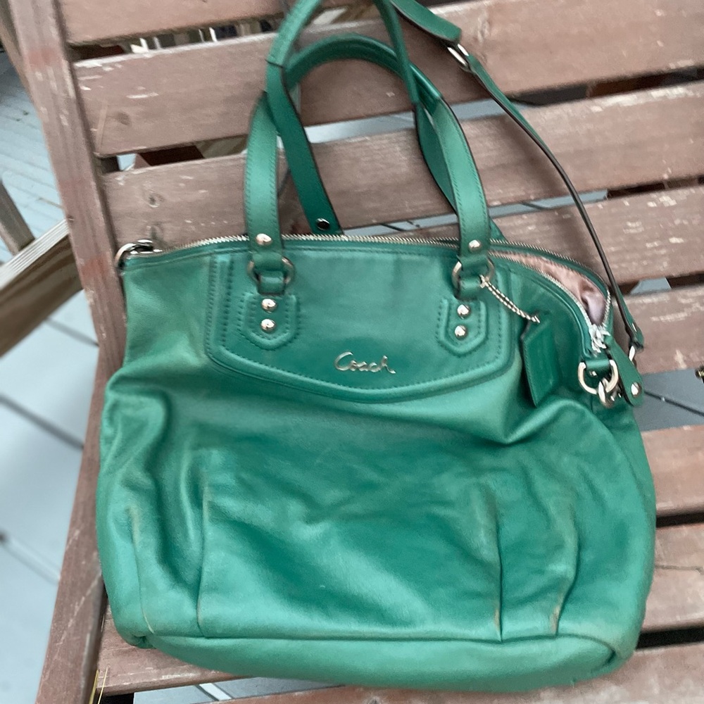Coach Emerald Green Leather Shoulder Bag